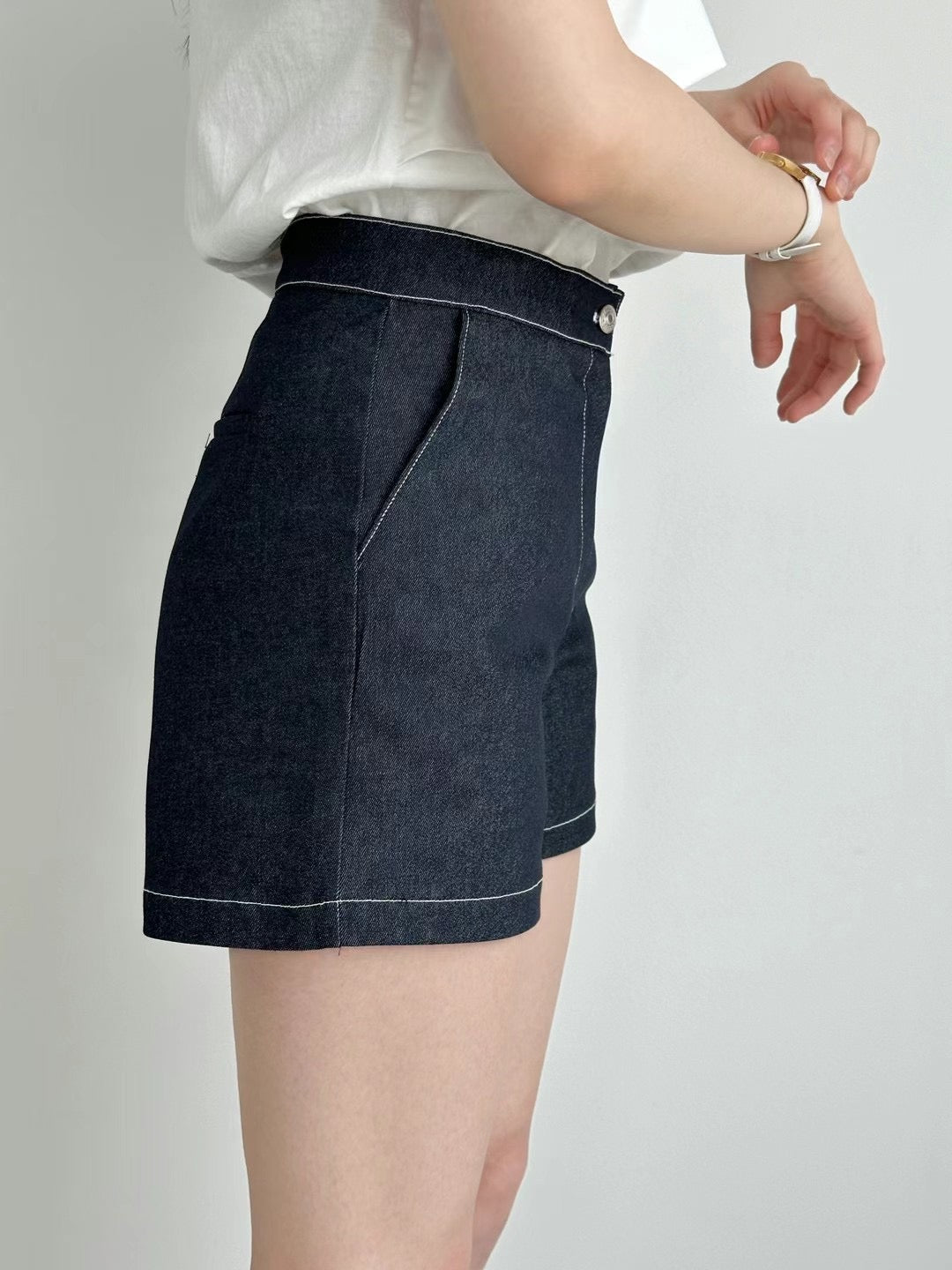 High Rise Cotton Shorts