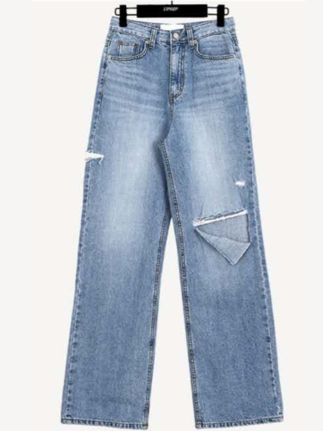 Frayed Straight Denim Jeans