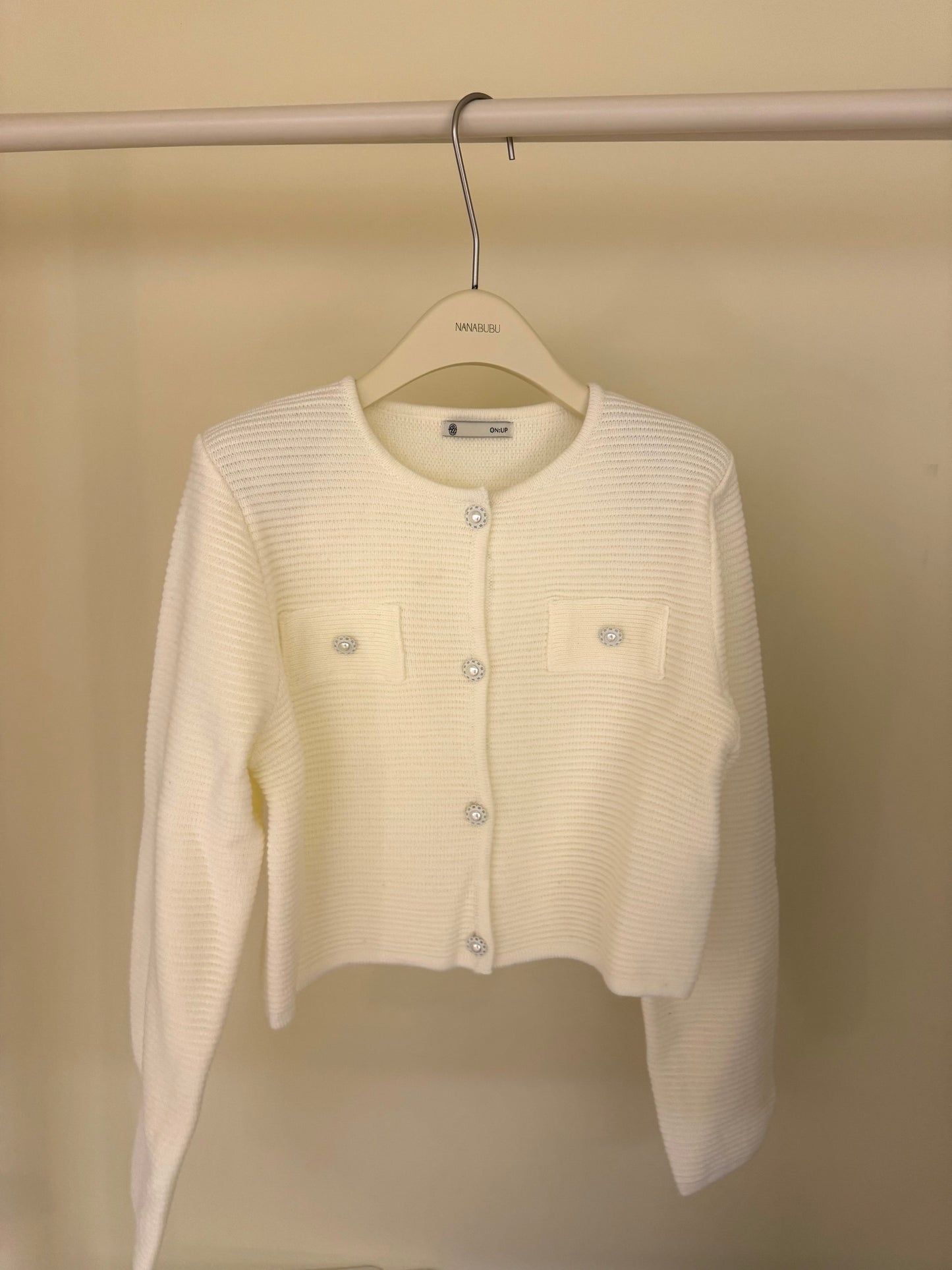 Ivory Button Down Knot Cardigan