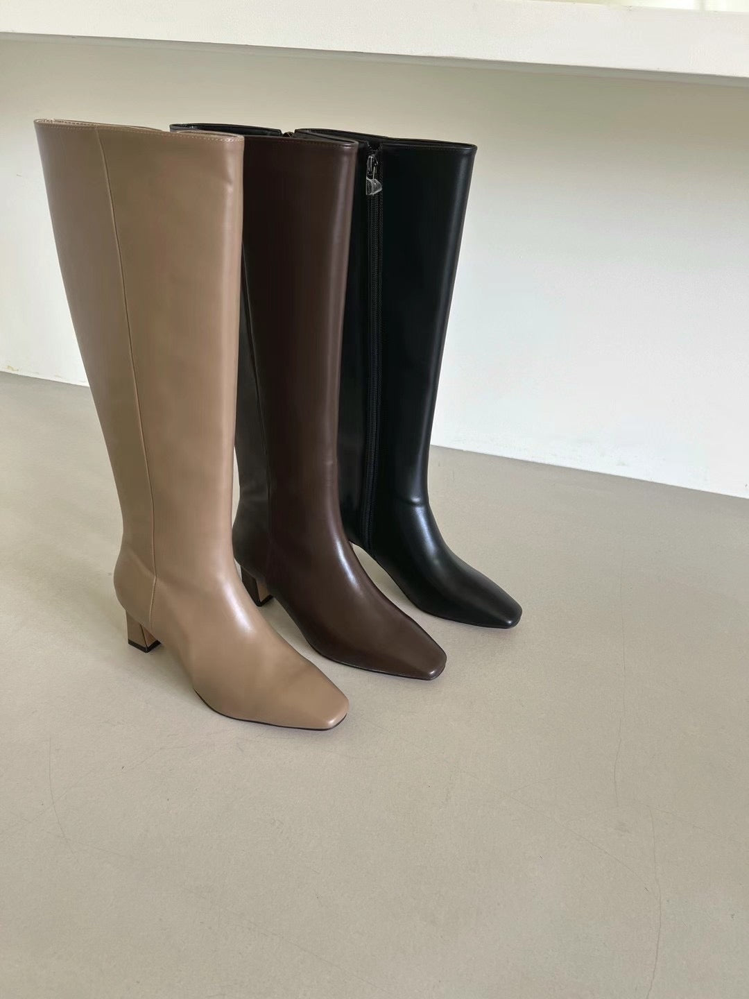 Nouvel Knee Length Heeled Leather Boots