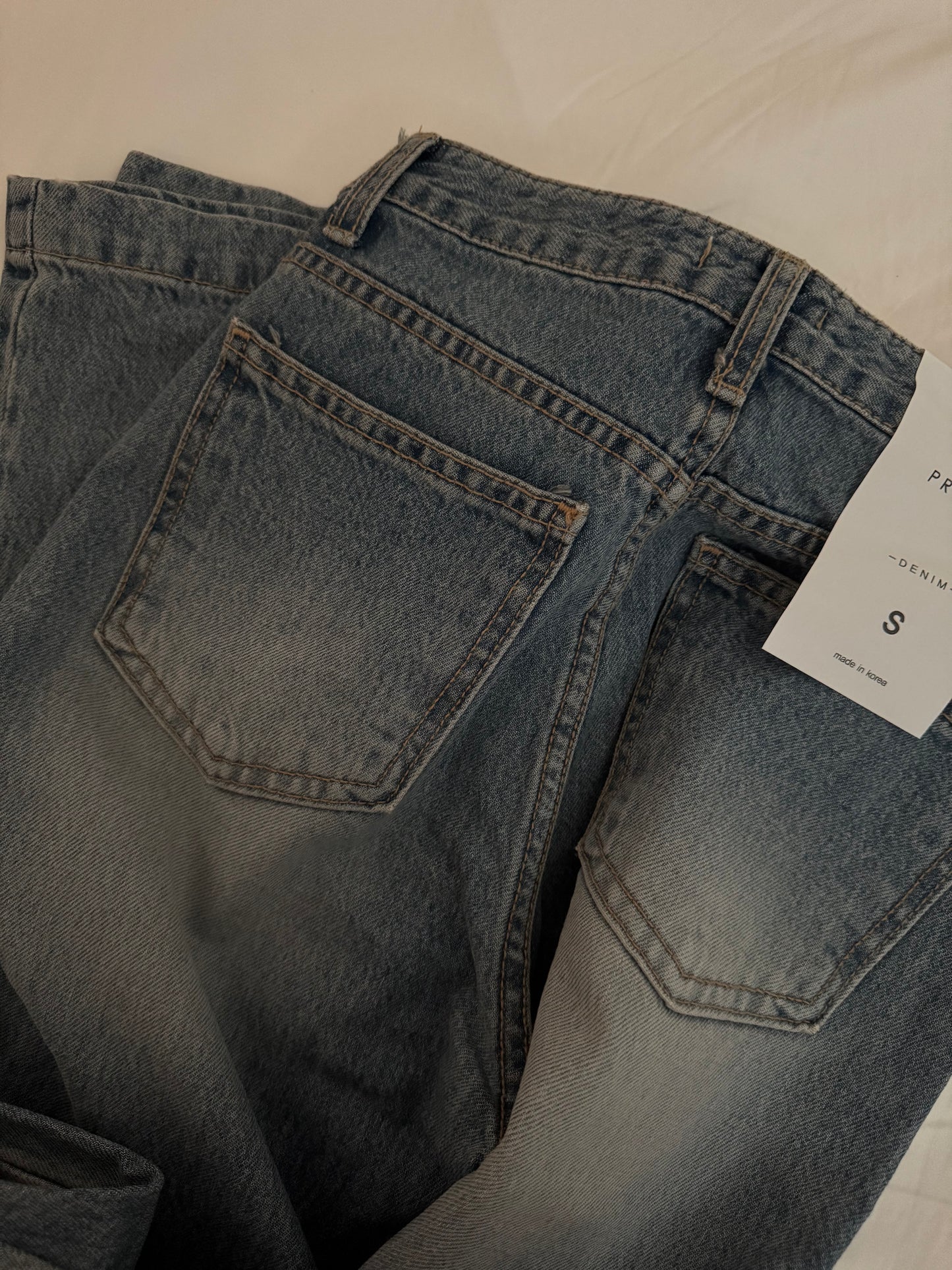 Washed Denim Flare Jeans
