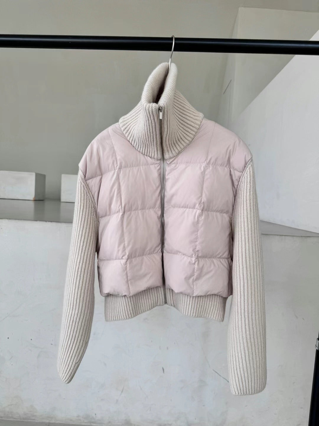 Goose Down Cashmere Knit Jacket