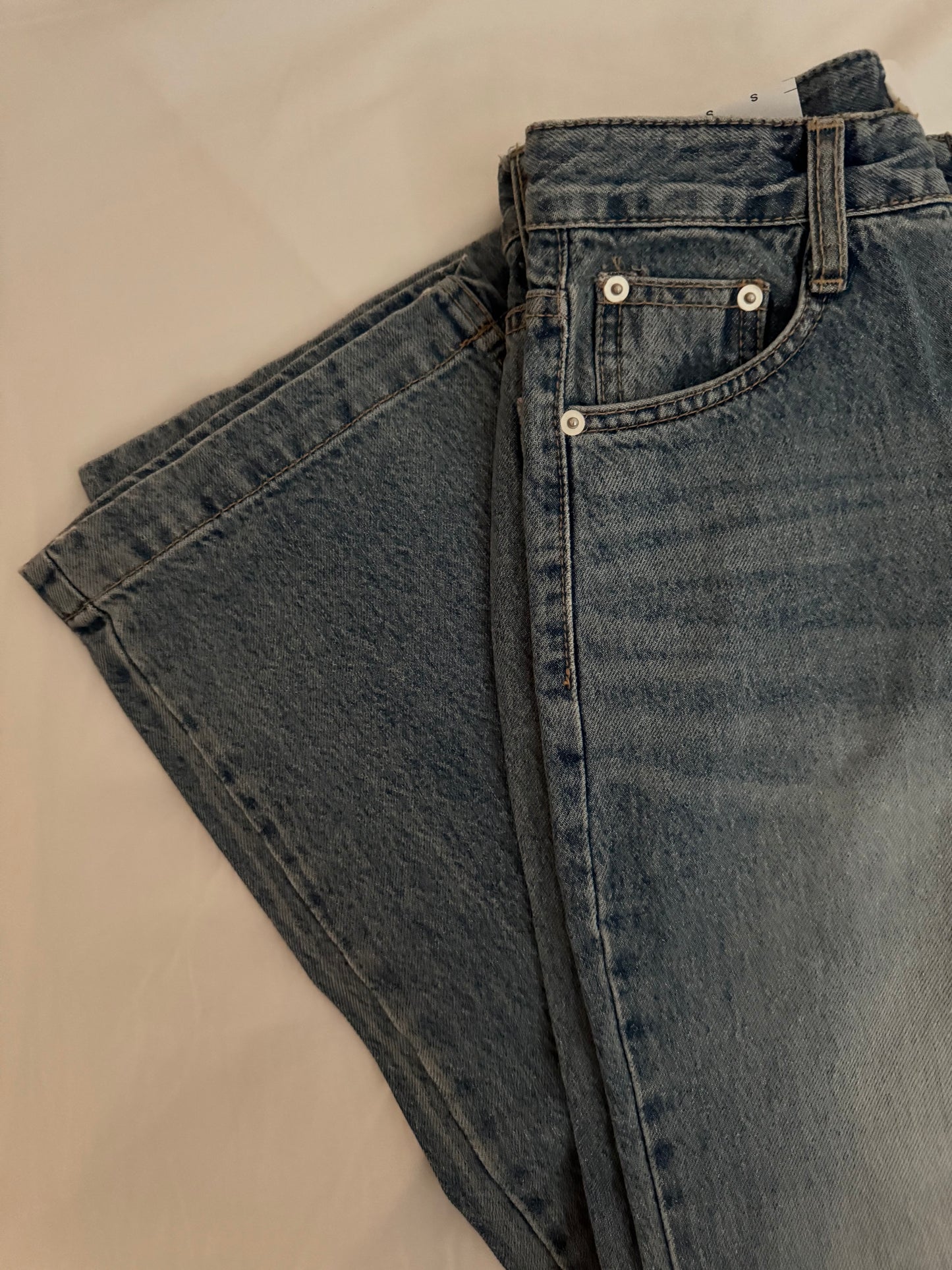 Washed Denim Flare Jeans