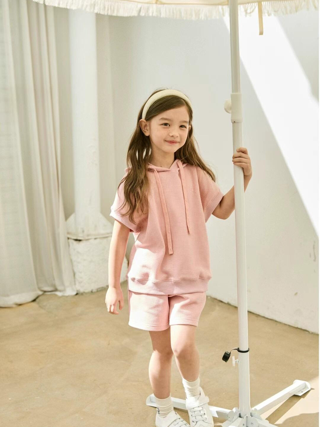 Sleeveless Hooded Top & Shorts Kids Set *3 Colors