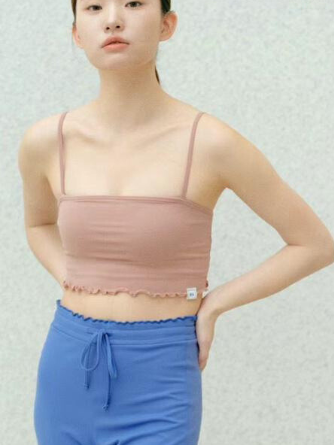 Padded Lettuce Trim Cropped Cami Top *3 Colors