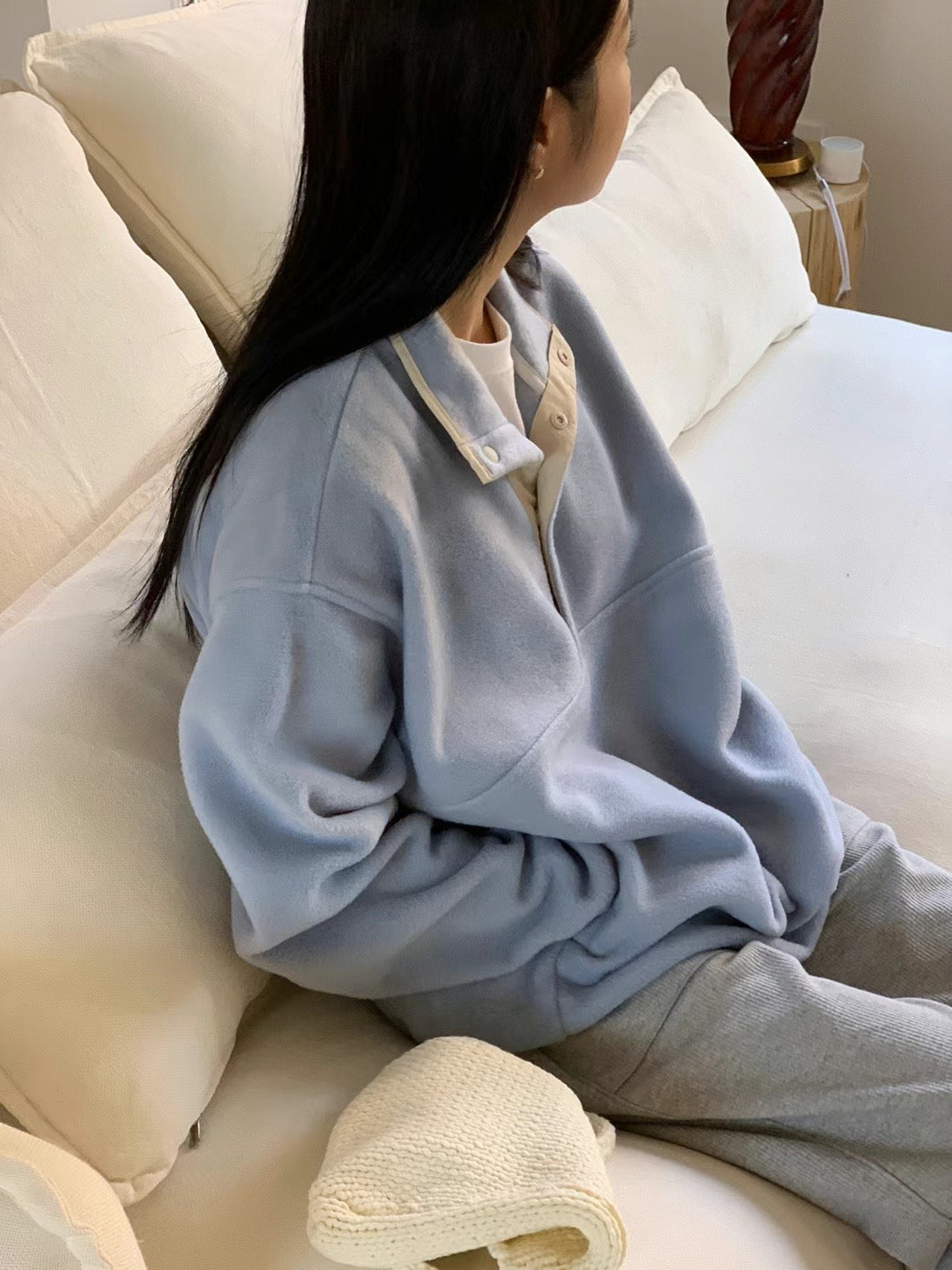 Fleece Half Neck Oversized Pullover Sweater