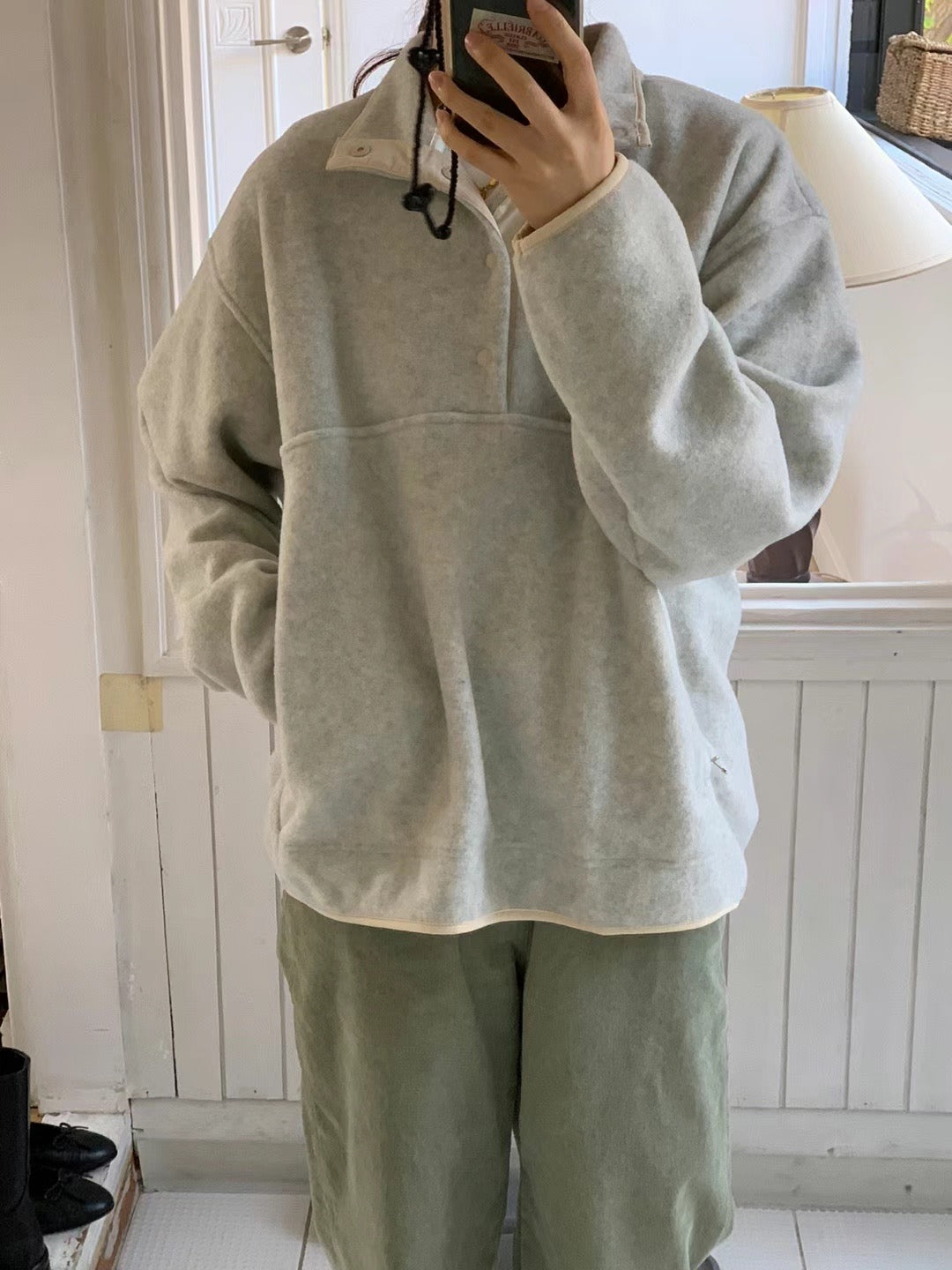 Fleece Half Neck Oversized Pullover Sweater