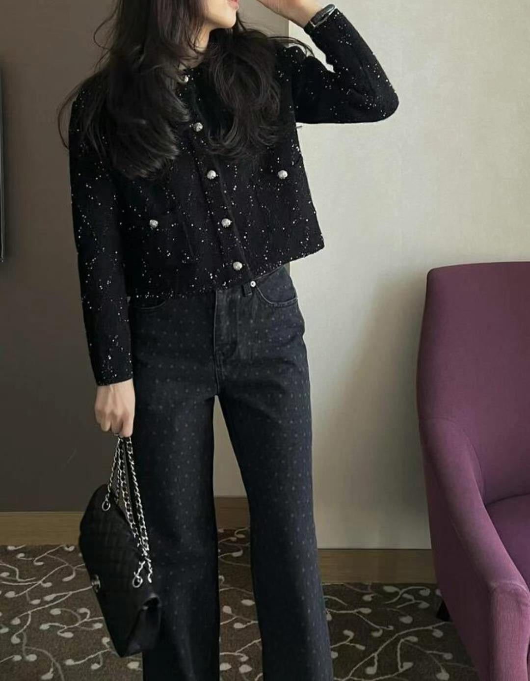 Quilted Sequinned Cardigan