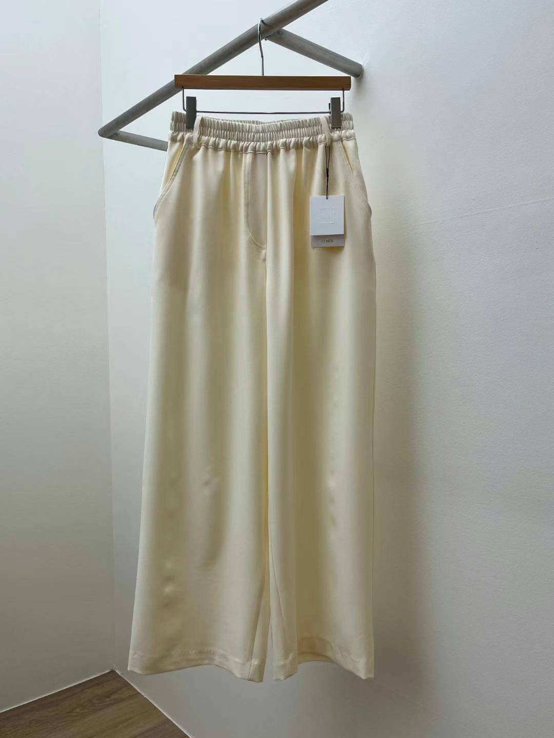 Silk Elasticated Waistband Wide Leg Pants