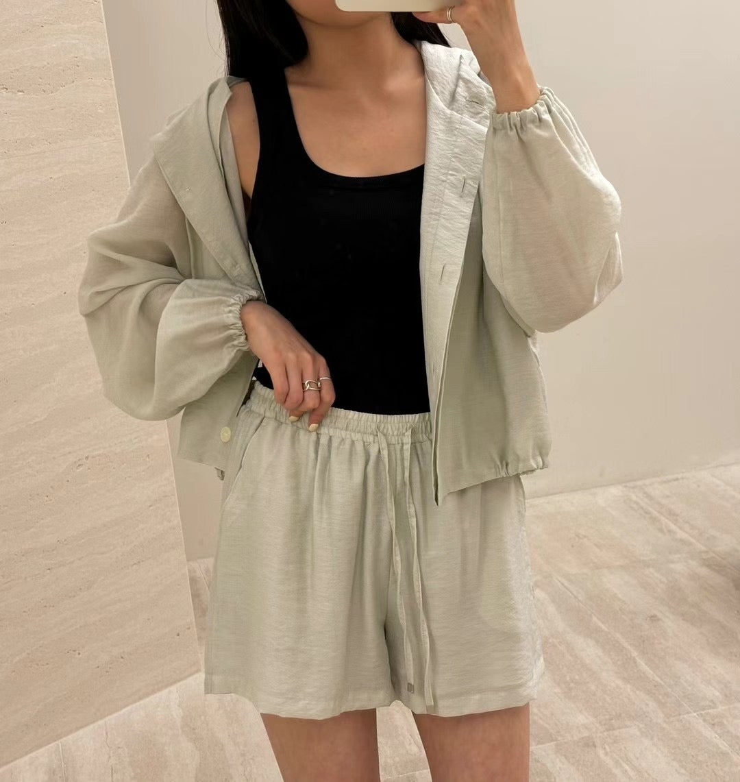 Luxe Hooded Jacket Shorts Set