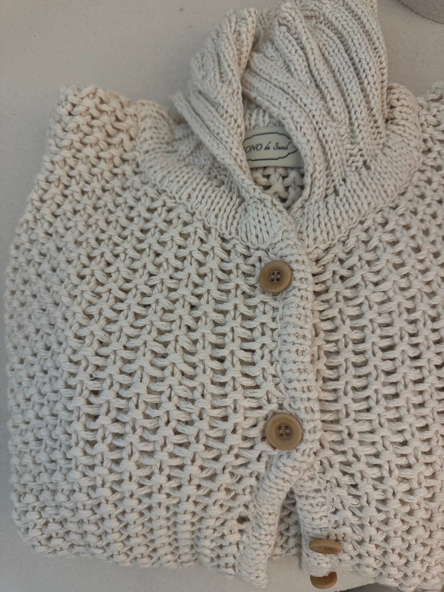 Collared Long Sleeved Crochet Cardigan