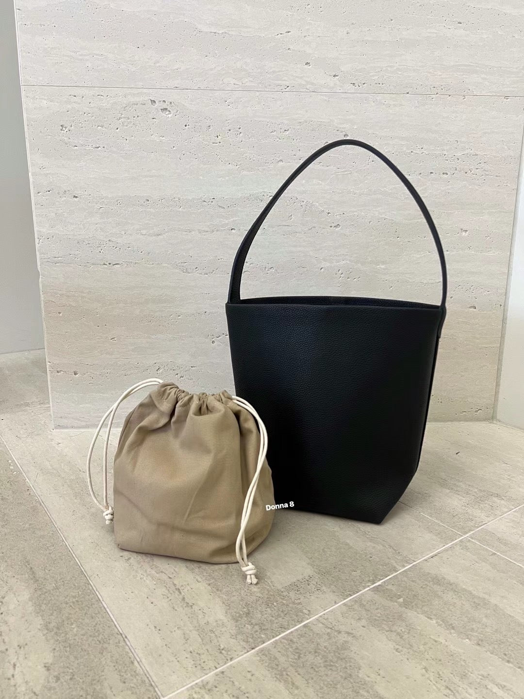 Calf leather bucket shoulder bag