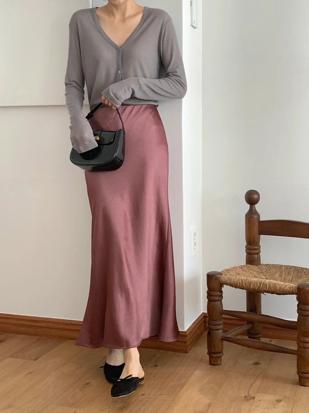 Satin Midi Skirt