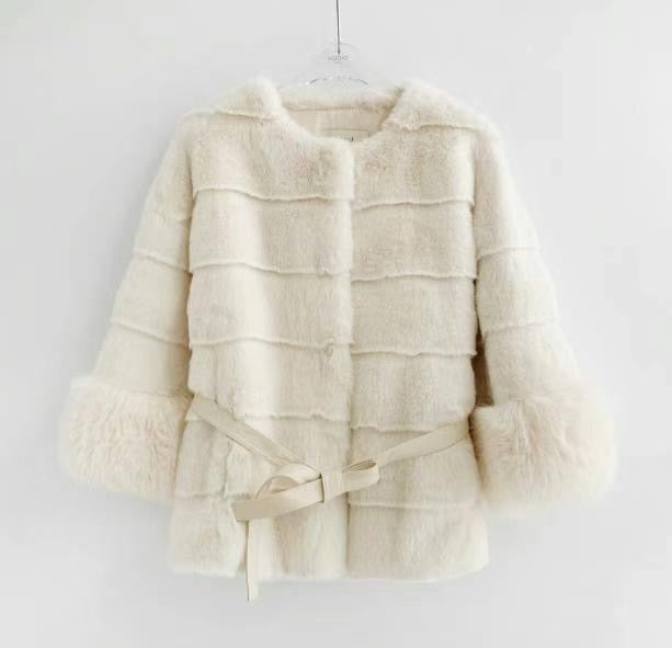 Merry J Quilted Fur Round-Neck Jacket *3 Colors