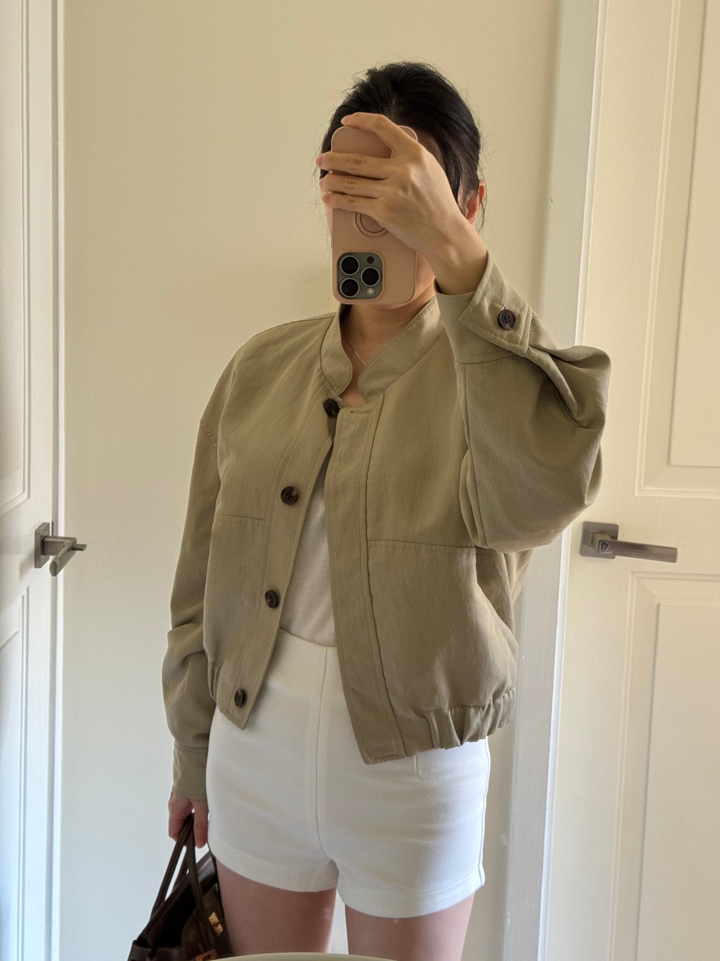 Khaki Bomber Trench Coat 卡其短款風衣外套