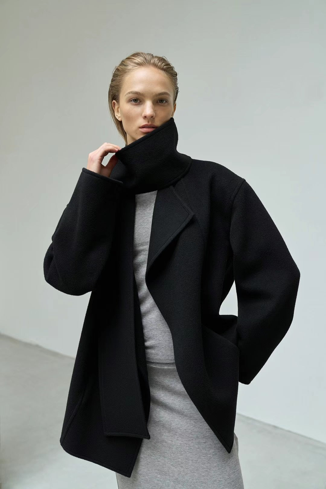 Cashmere Wool Wrap Coat