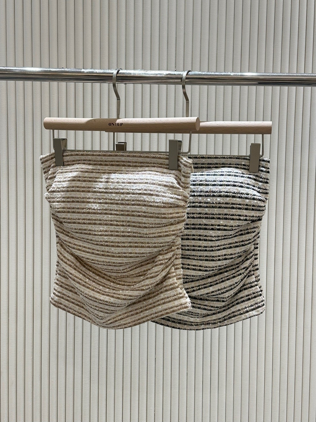 Tweed Striped Padded Tube Top