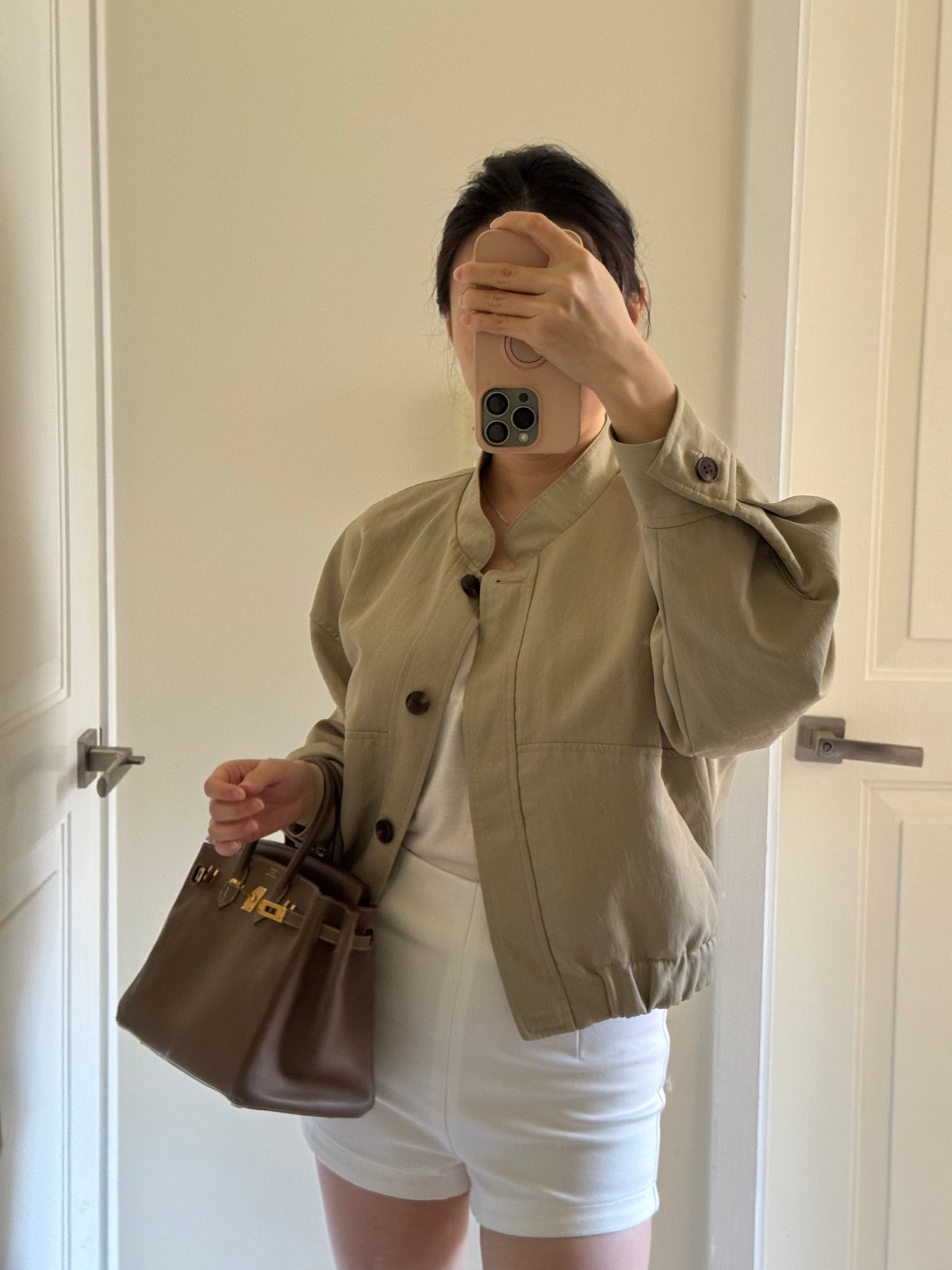 Khaki Bomber Trench Coat 卡其短款風衣外套