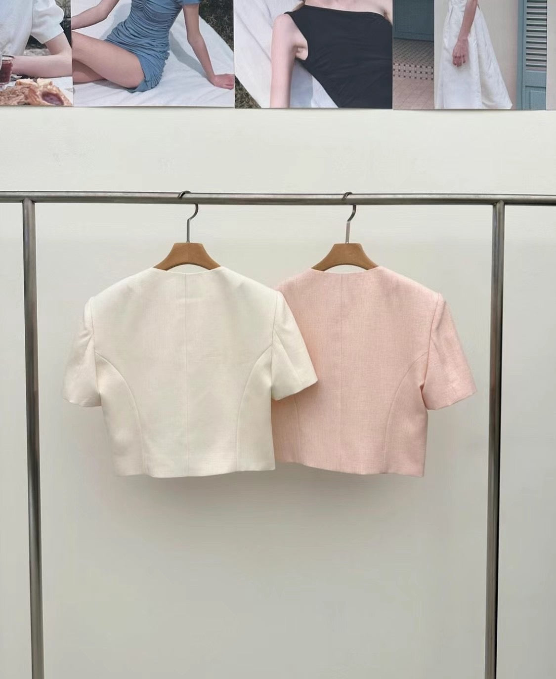 Short Sleeved Summer Jacket * Pink / Ivory