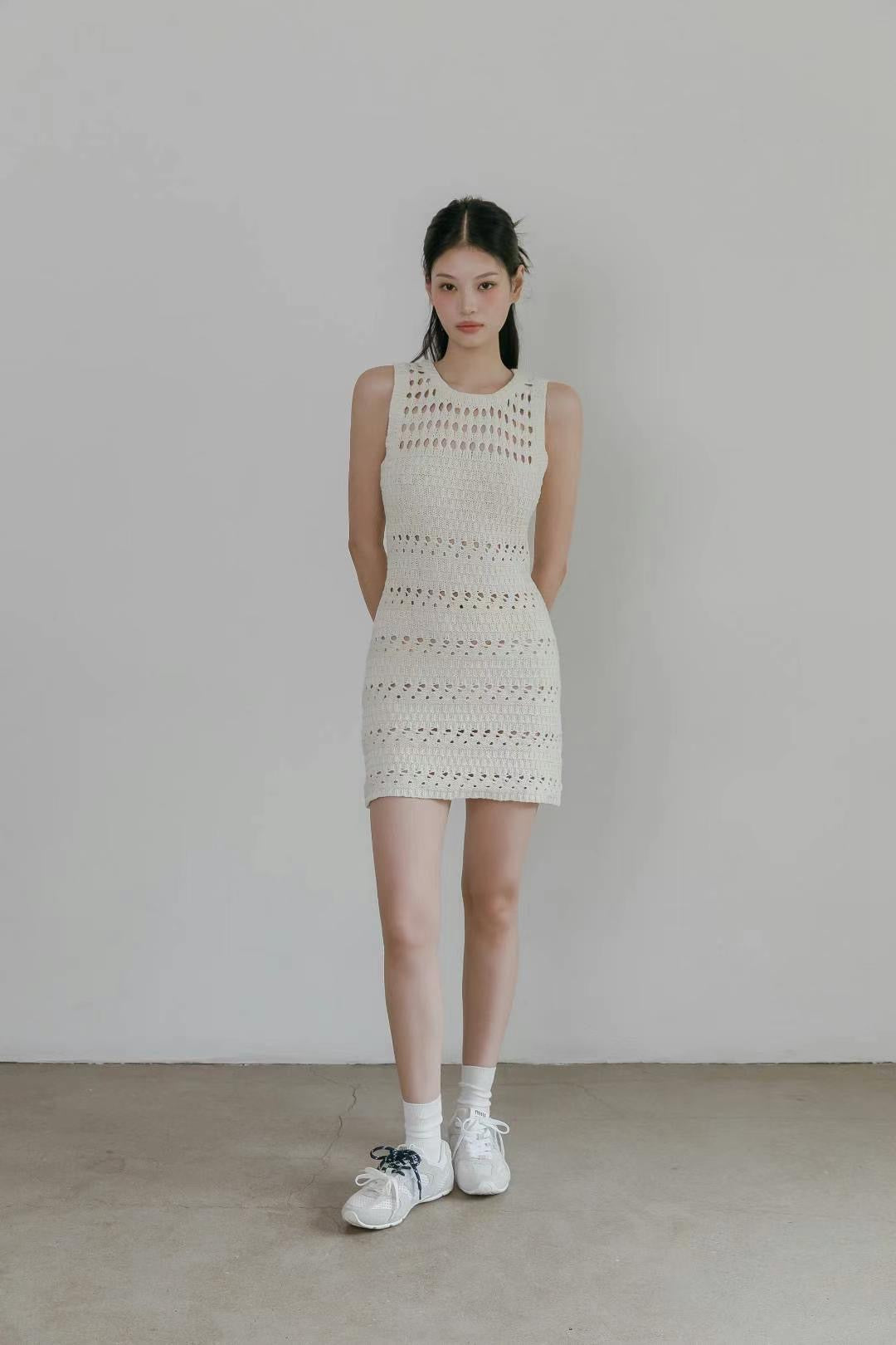 Crochet Sleeveless Mini Dress *3 Colors