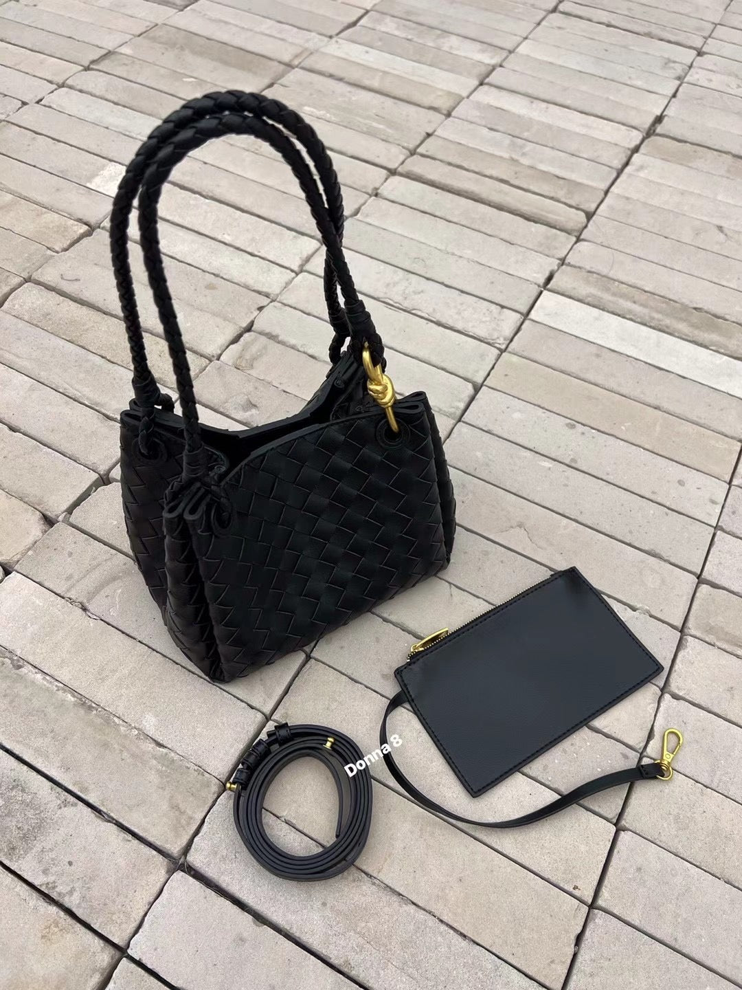 Woven Calf Leather Top Handle Bag