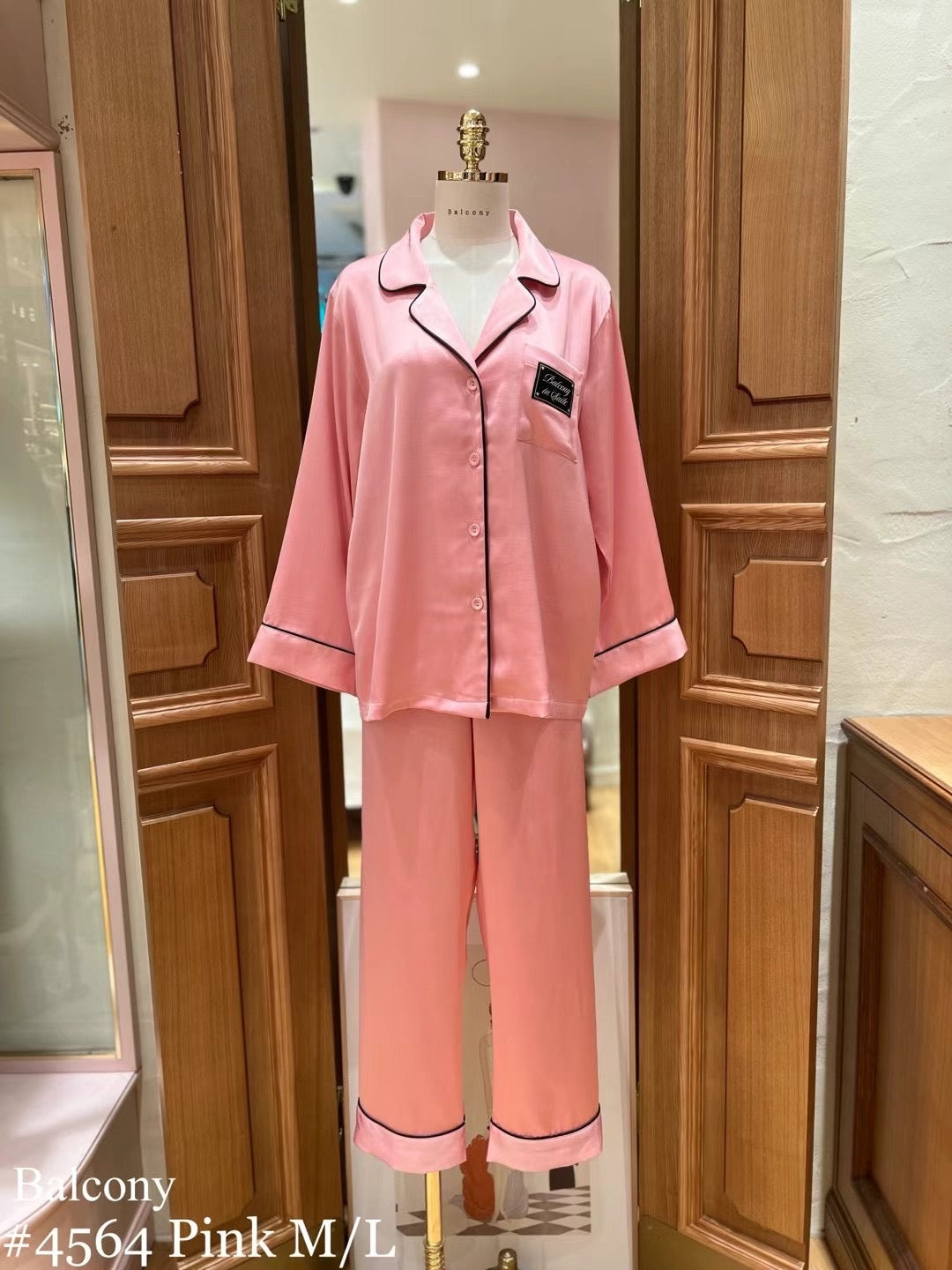 Balcony Silky Satin Pink PJ Set