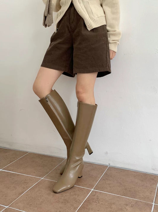 Nouvel Knee Length Heeled Leather Boots