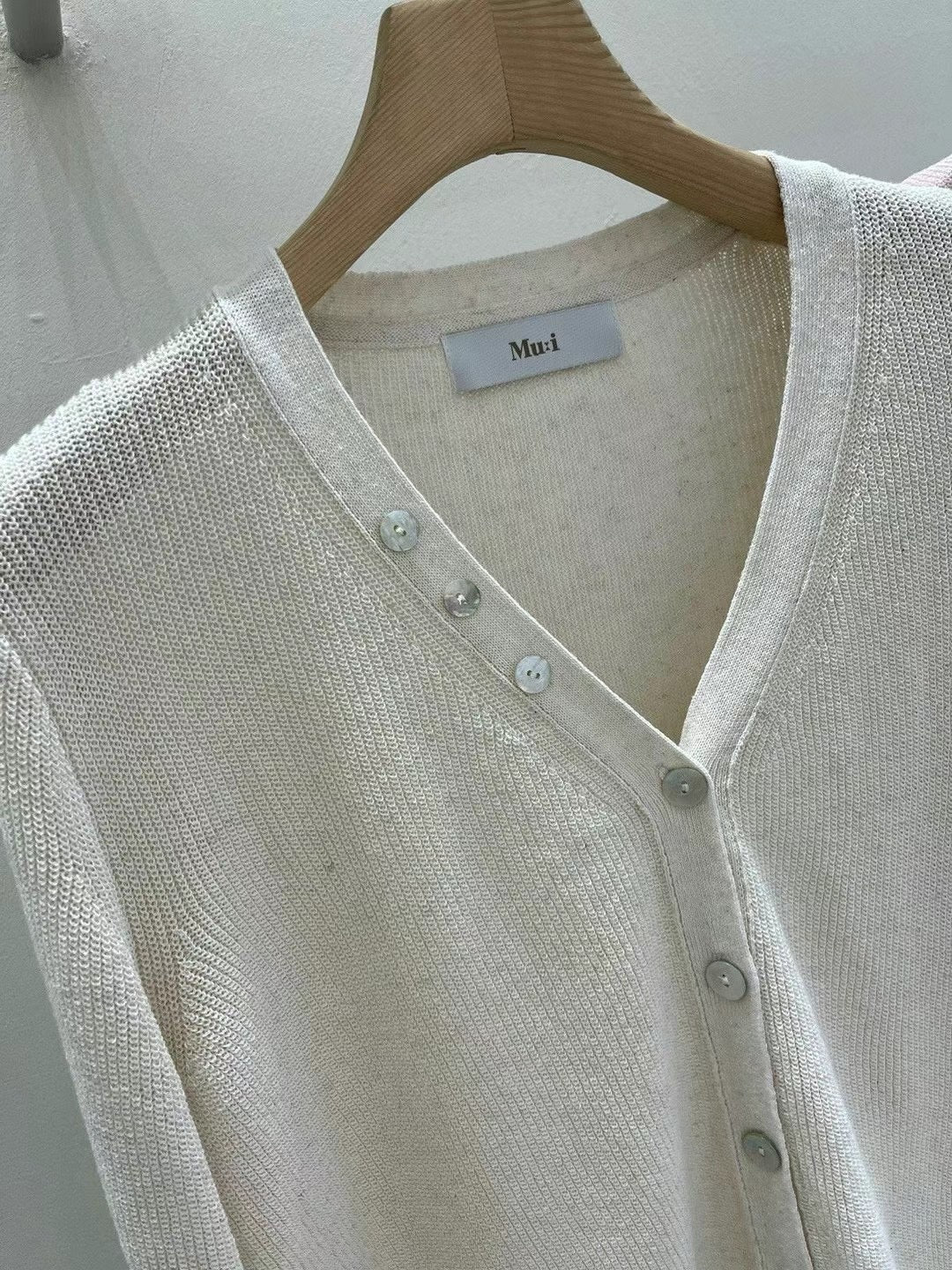 V neck button down linen sweater