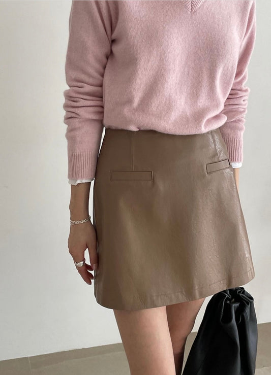 The Beiges Faux Leather Skirt