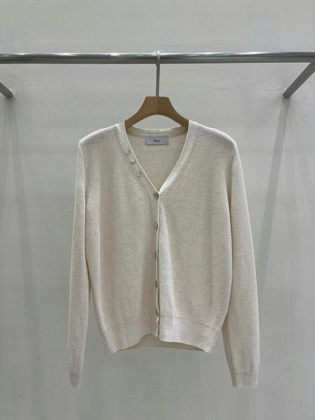 V neck button down linen sweater