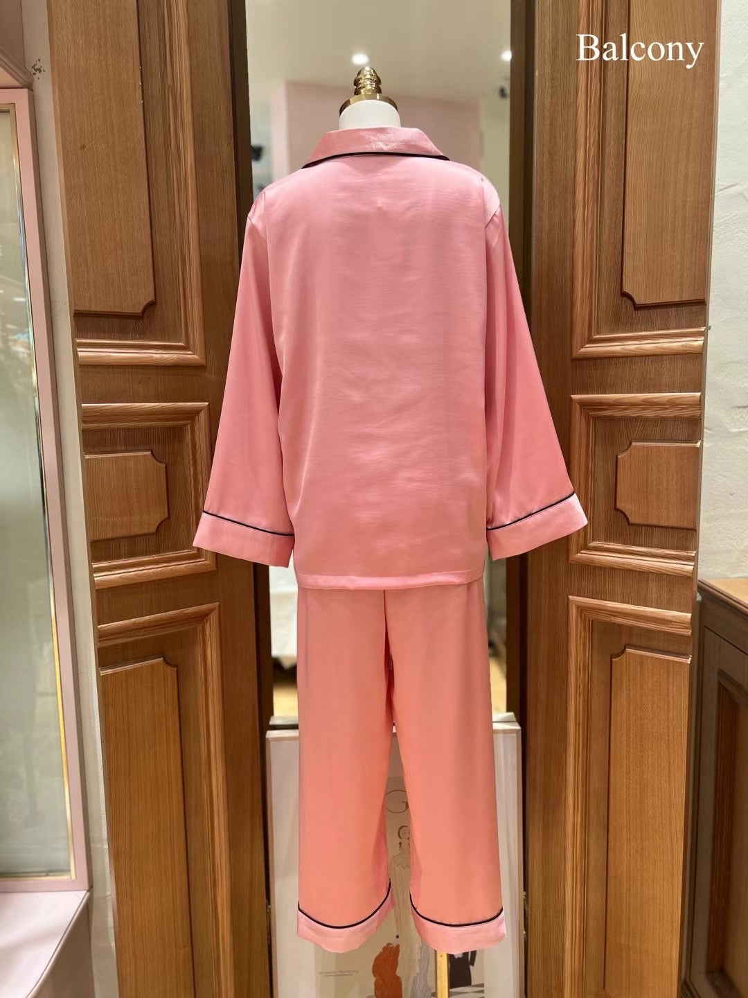 Balcony Silky Satin Pink PJ Set