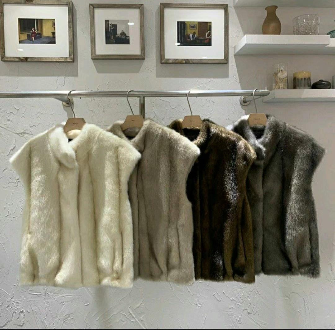 Cap Sleeved Fur Vest *4 colors