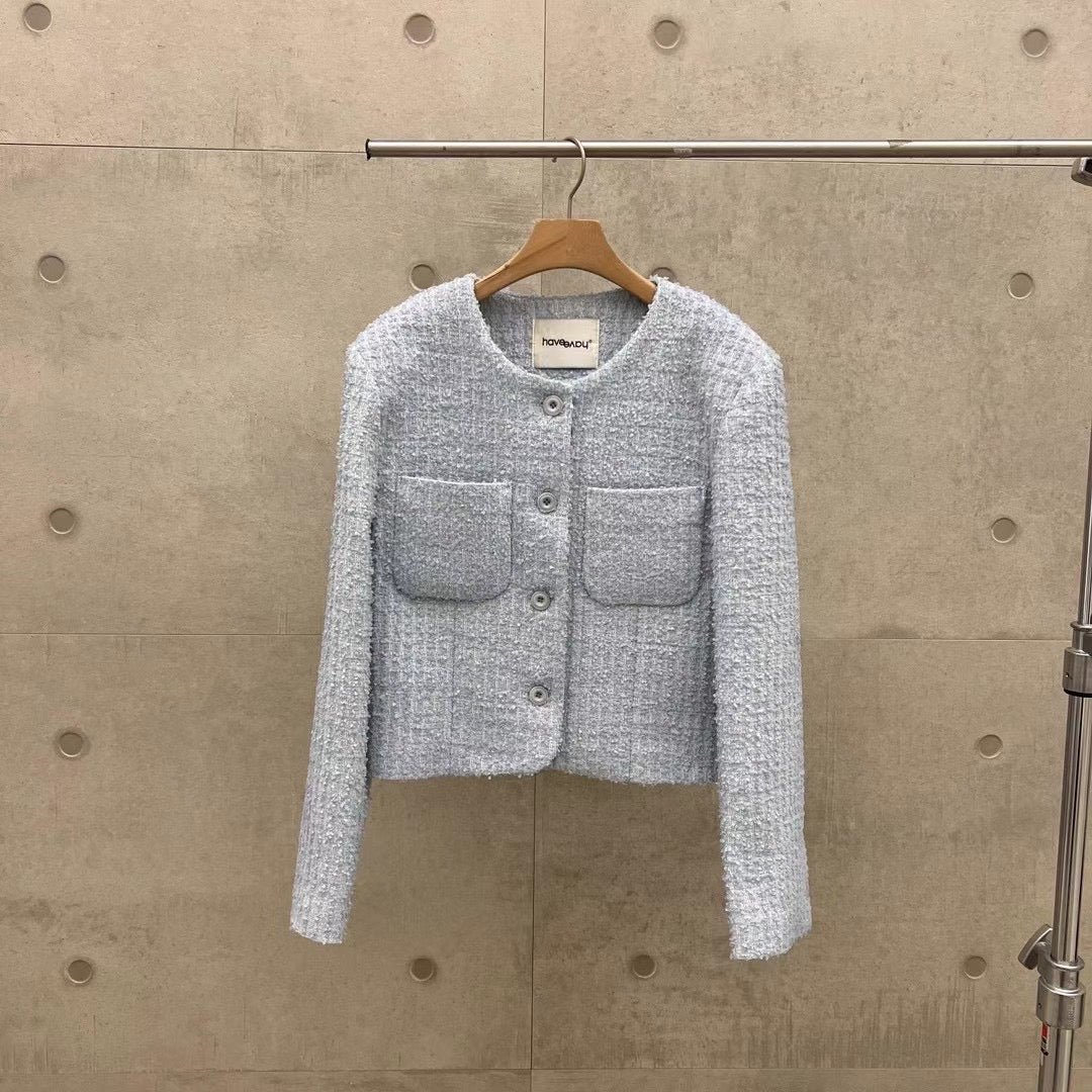 Classic tweed button down jacket *2 color