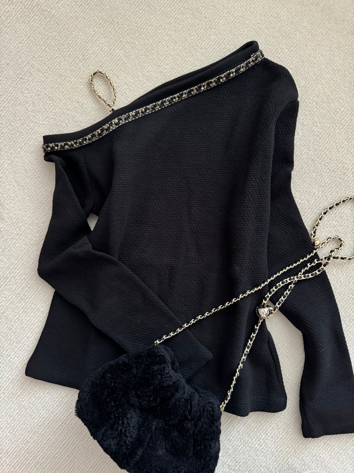 Chain Embellished One-Shoulder Top