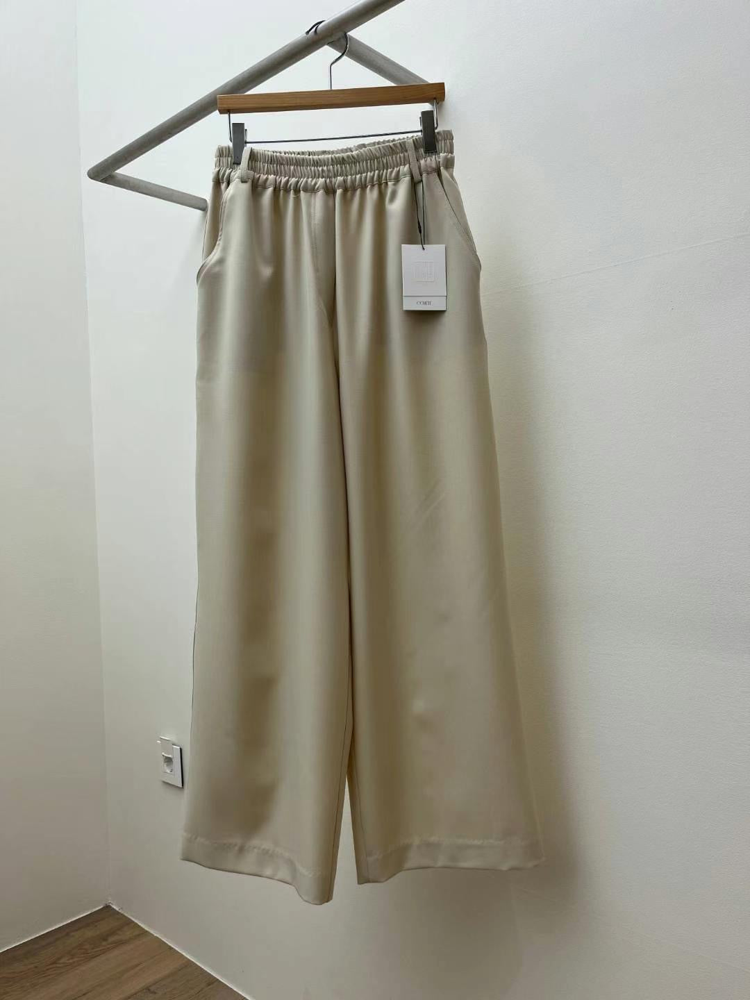 Silk Elasticated Waistband Wide Leg Pants