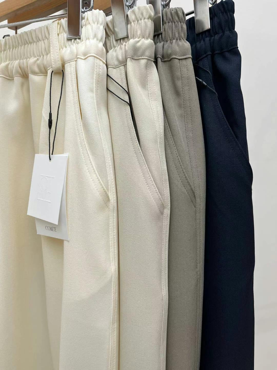 Silk Elasticated Waistband Wide Leg Pants