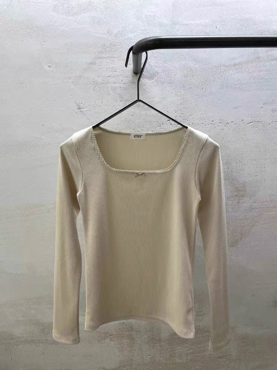 Eter Squareneck Rib-Knit Top *4 Colors