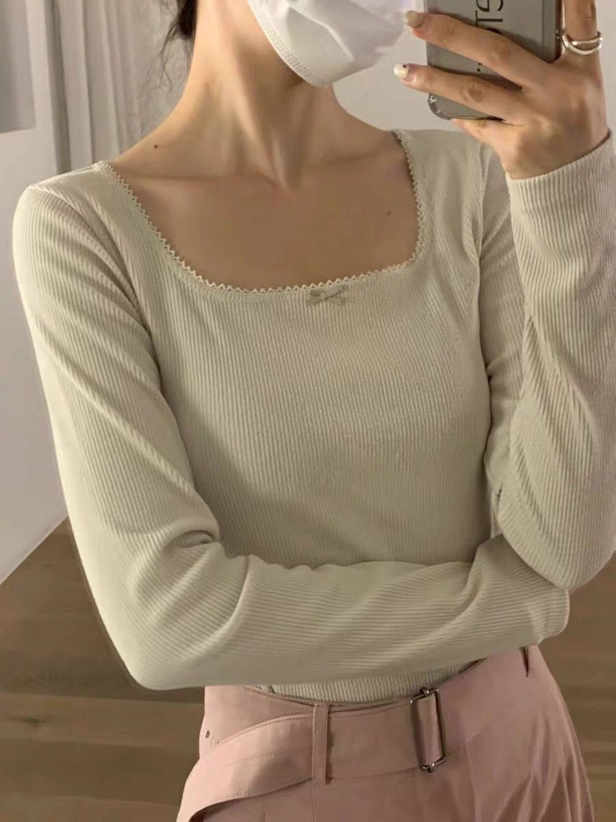 Eter Squareneck Rib-Knit Top *4 Colors