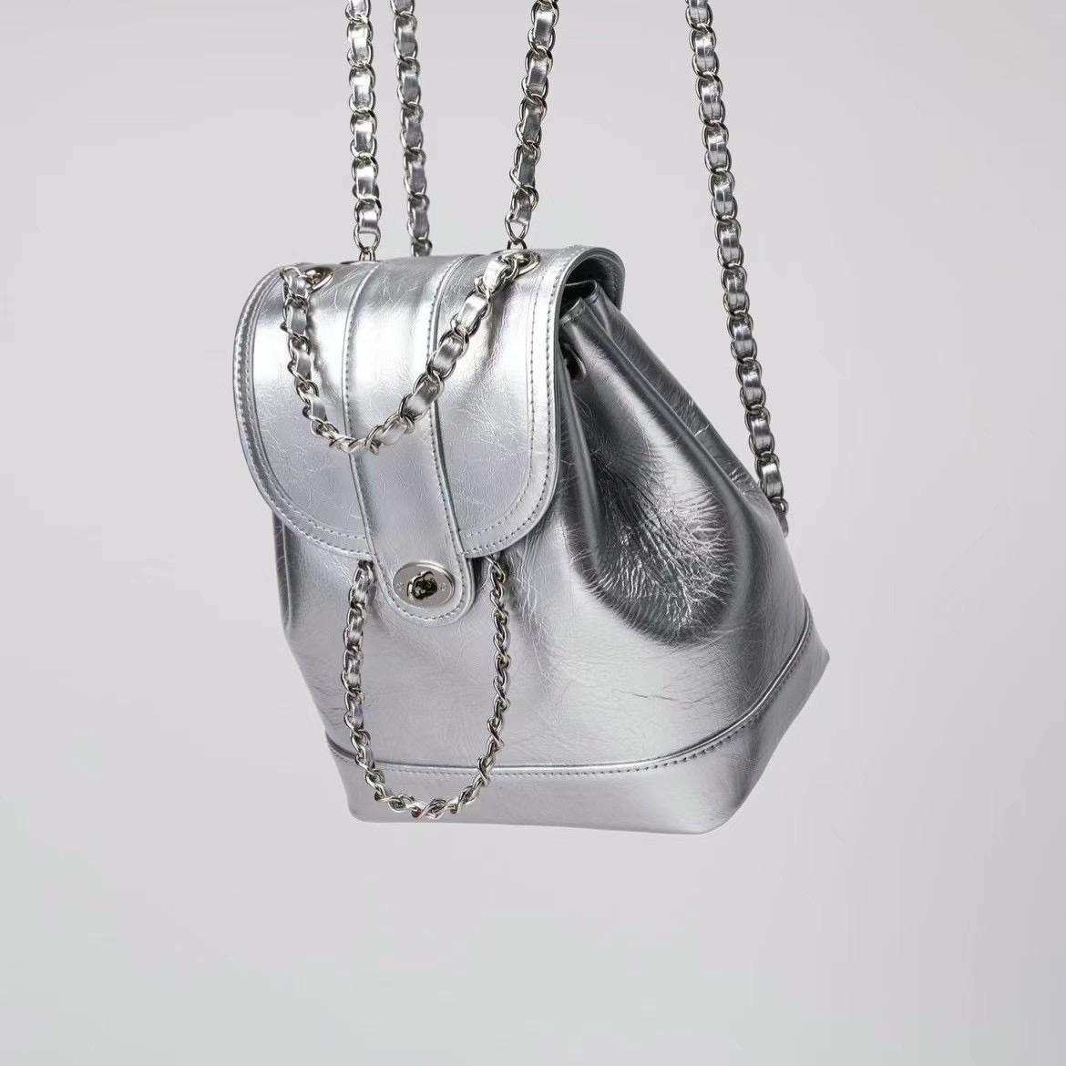 Silver Leather Mini Backpack *6 Colors