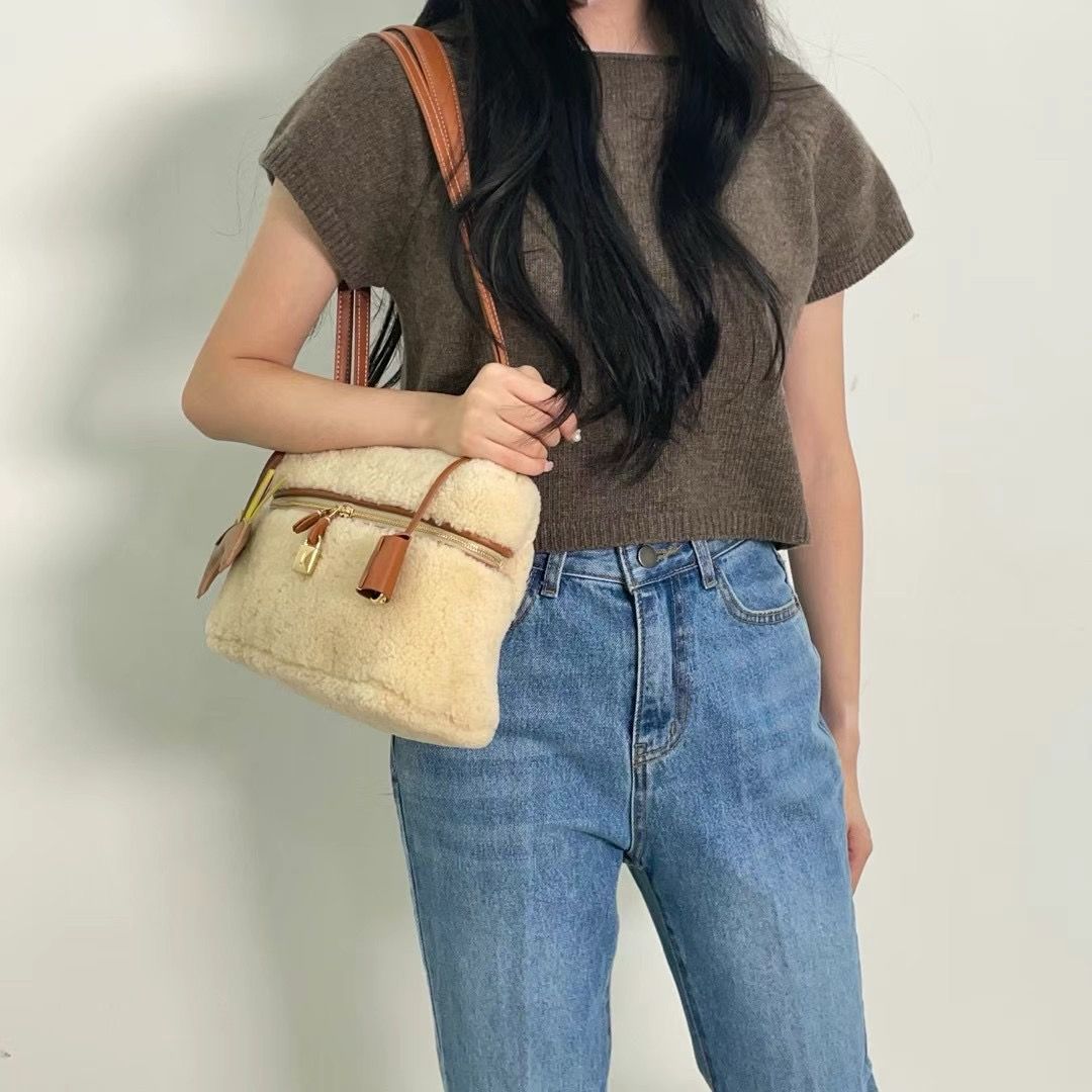 J Place Plush Bucket Shoulder Bag