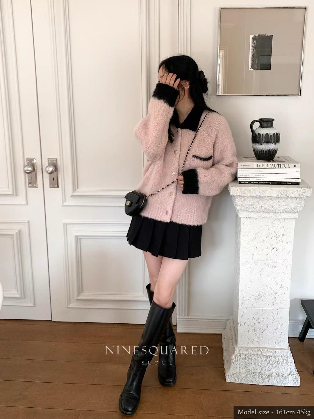 Ninesquared Collared Knitted Cardigan *4 Colors