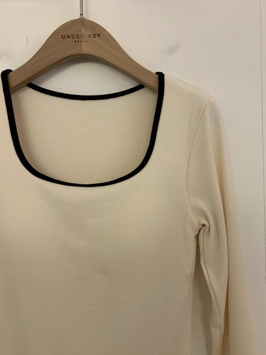 Underkey Square Neck Padded Long Sleeve Top *4 Colors