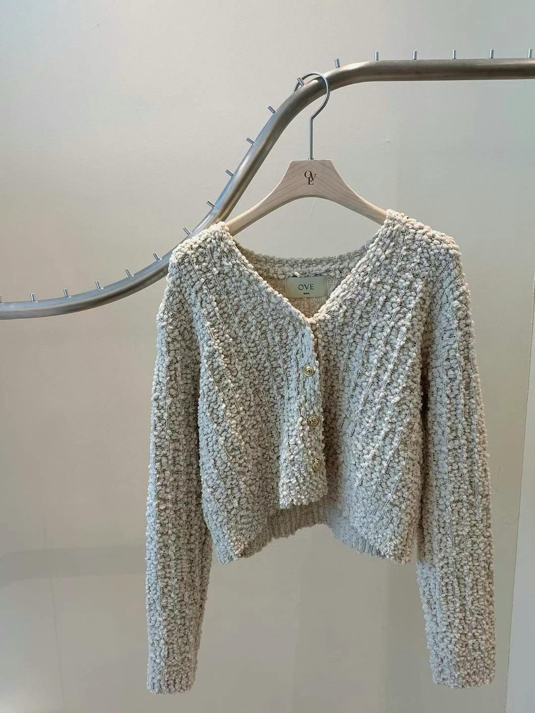 Blanc V-Neck Popcorn-Knit Cardigan *5 Colors