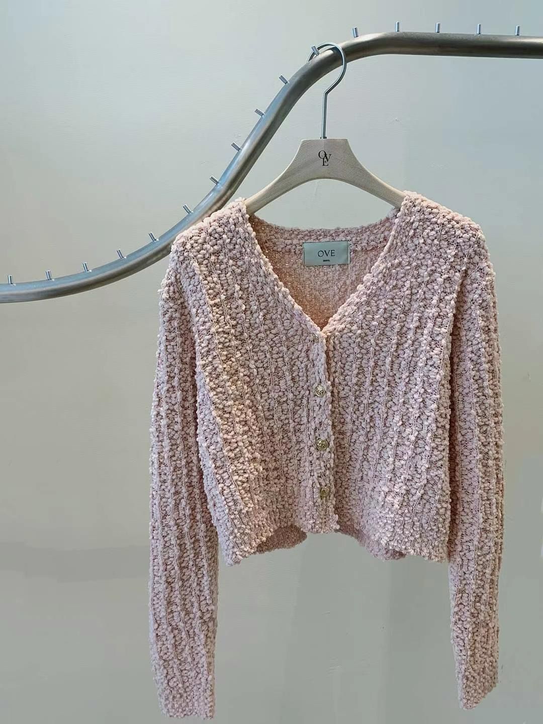 Blanc V-Neck Popcorn-Knit Cardigan *5 Colors