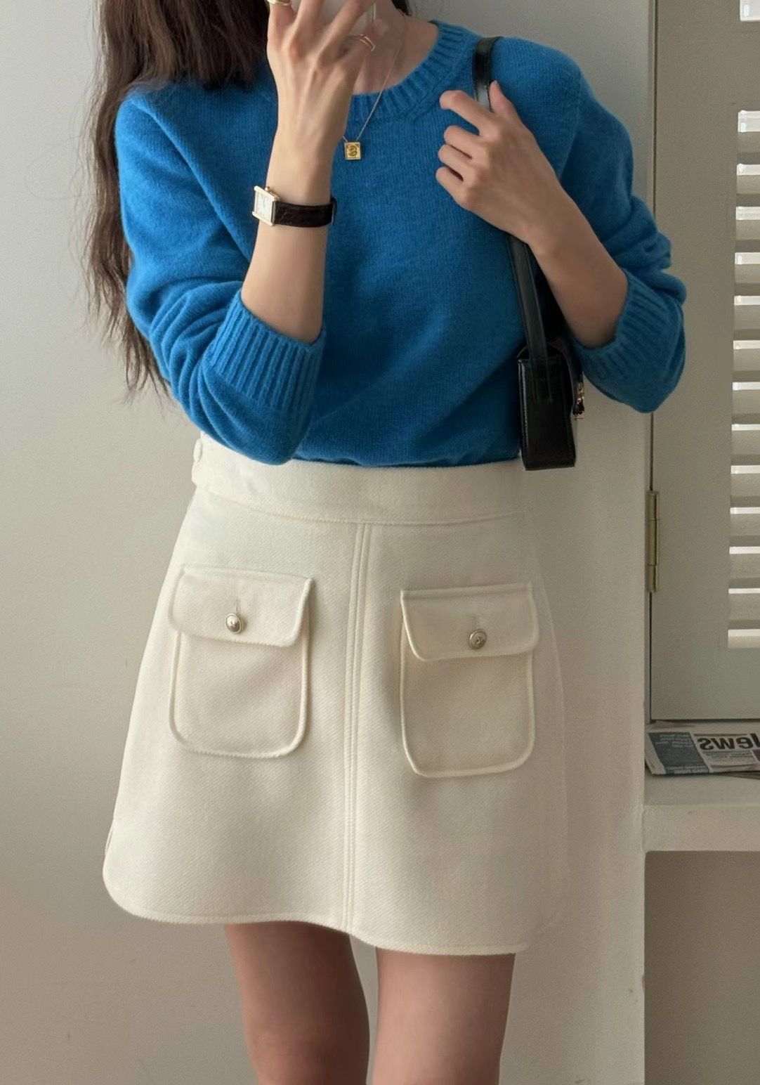 Tizzi Wool Blend Patch Pocket Skirt *3 Colors