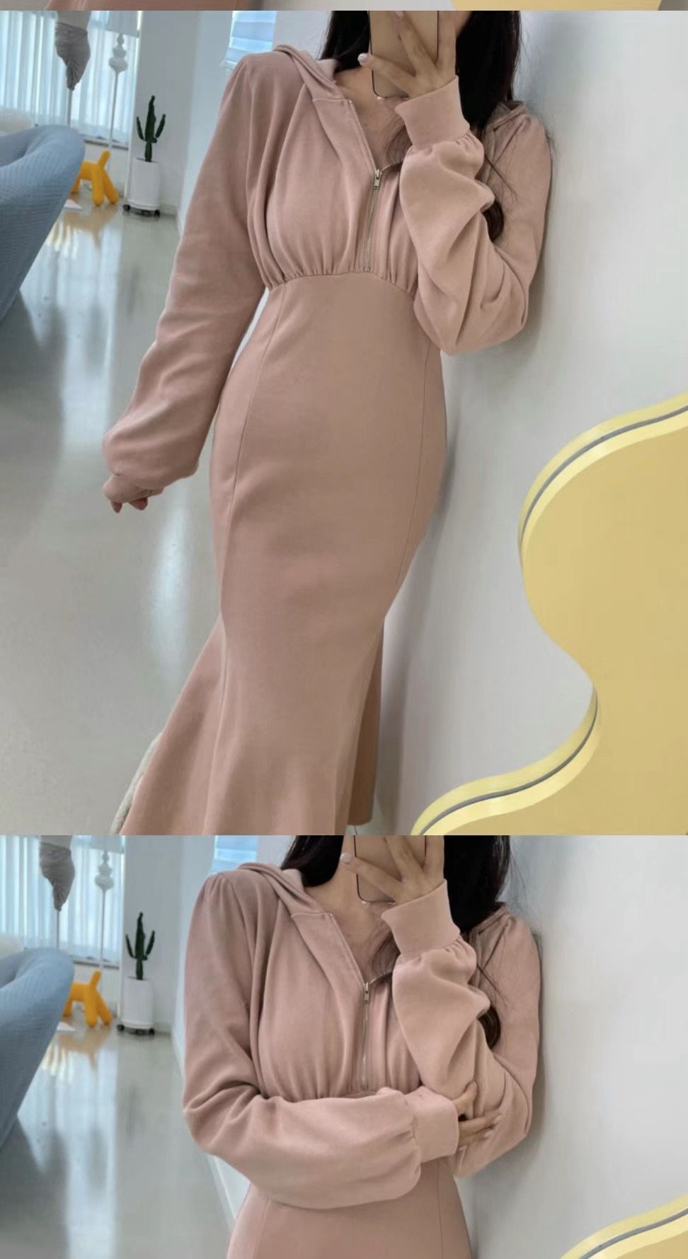 Long Sleeve Hooded Sweater Dress *5 Colors