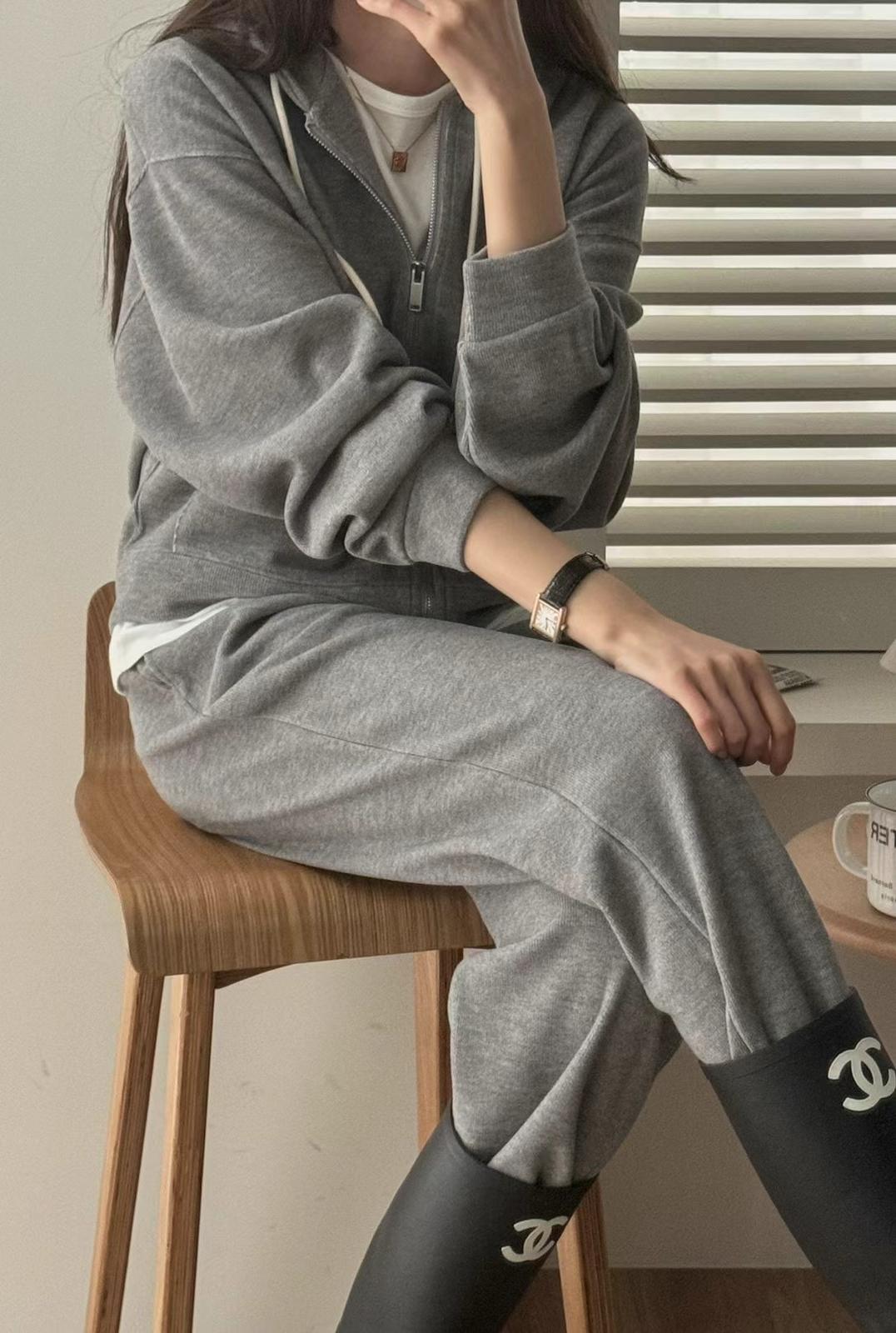 Zip-Up Hooded Sweater & Pants Set *3 Colors (Sold Separately)