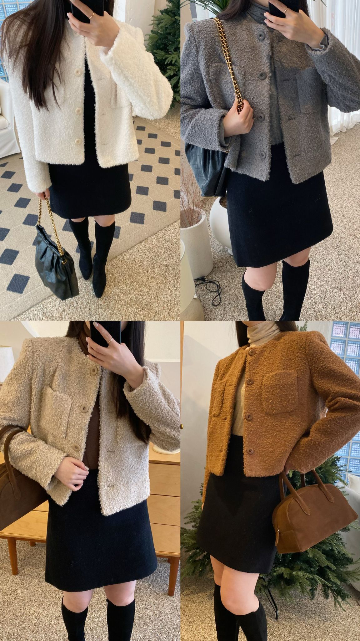 Button-Up Patch Pockets Wool Blend Jacket *4 Colors