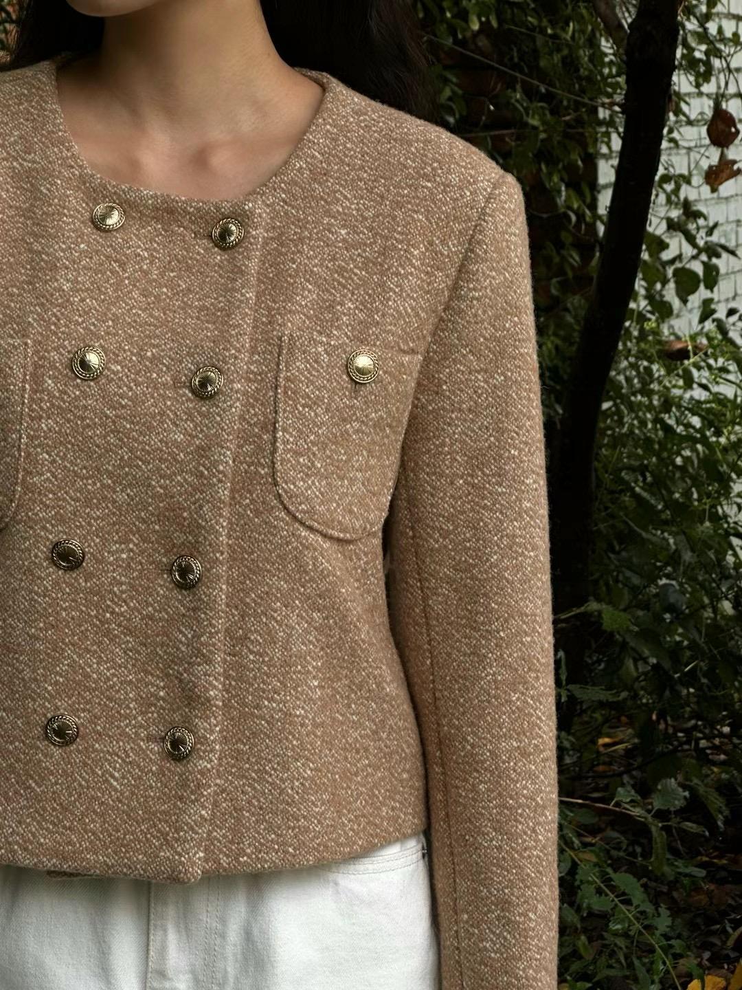 Double-Breasted Wool Alpaca Blend Jacket *2 Colors