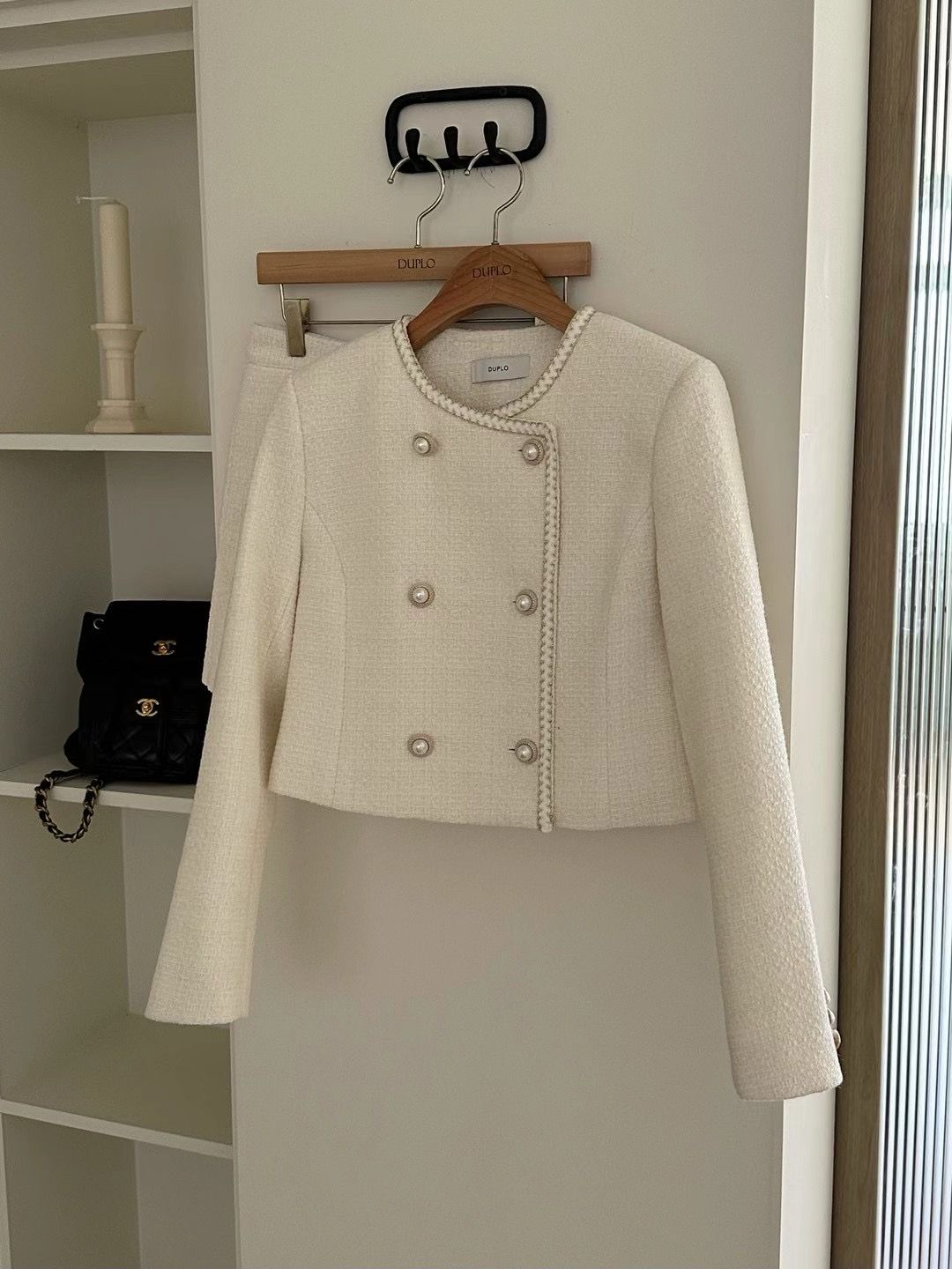 Double-Breasted Tweed Cropped Jacket *2 Colors